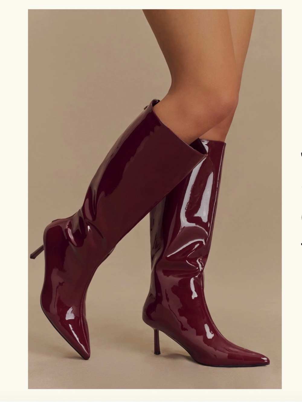 Meshki Jesi Faux Patent Leather Boots in Cherry Red